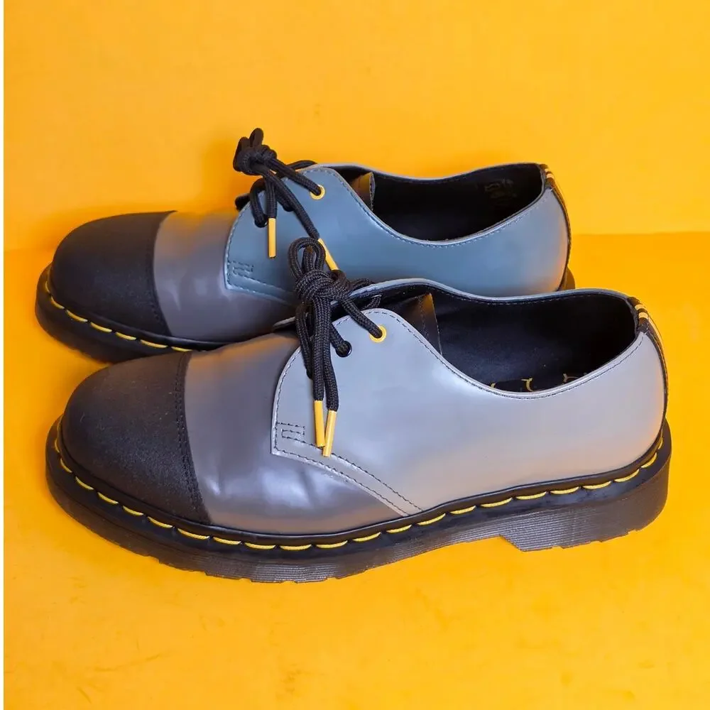 Dr Martens 1461 London Black Grey 3-Eye Oxfords Mens 8 Womens 9 New Old Stock